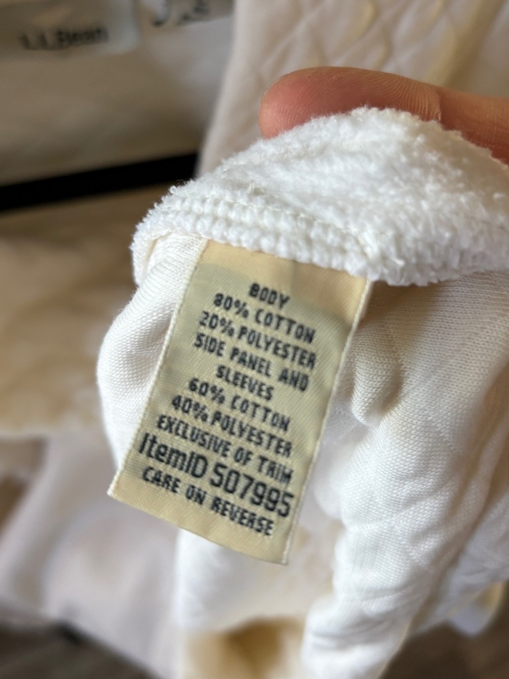 LL Bean Quilted Cream Pullover Sweater - Picture 5 of 5